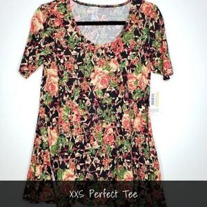 LuLaRoe Perfect T XXS Floral Roses NEW
